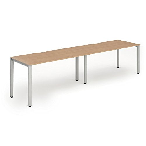 Dynamic Evolve Plus 1600mm Single Row 2 Person Desk Beech Top Silver Frame BE368