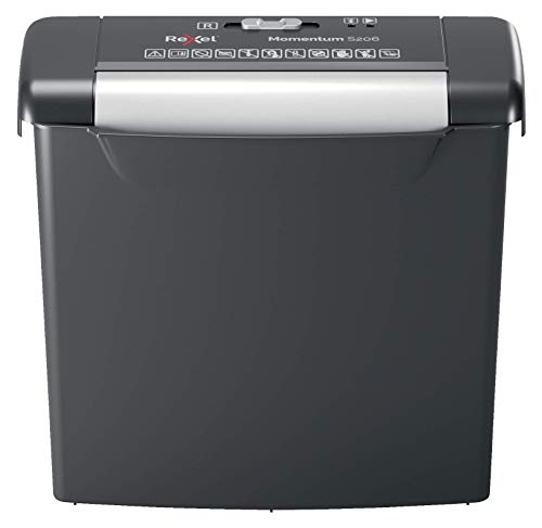 Best Value Rexel Momentum S206 Strip Cut Paper Shredder, Shreds 6 Sheets, 9 Litre Bin, Black, 2104568