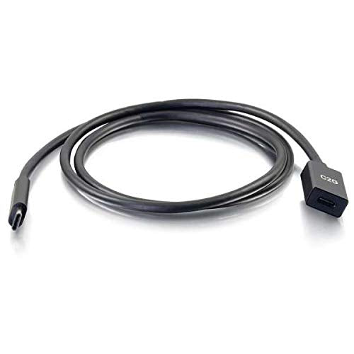 C2G 1ft USB-C to C 3.1 (Gen 1) Male to Female Extension Cable (5Gbps) - USB extension cable - USB-C (M) to USB-C (F) - USB 3.1 Gen 1 / Thunderbolt 3 - 3 A - 30 cm - molded - black