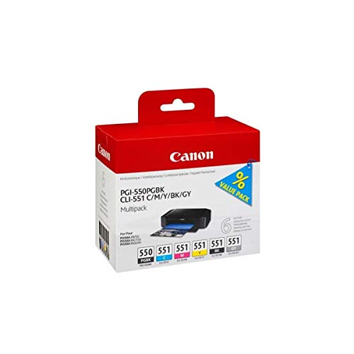 Best Value Canon Ink Cartridge for Pgi550Pgbk/Cli551 - Multicolour (Pack of 6)