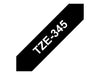 Best Value Brother TZe-345 Labelling Tape Cassette, 18 mm (W) x 8 m (L), Laminated, Brother Genuine Supplies - White on Black