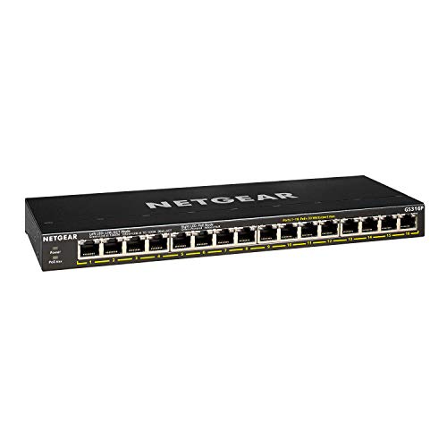 NETGEAR GS316P - Switch - unmanaged - 16 x 10/100/1000 (PoE+) - desktop, wall-mountable - PoE+ (115 W)