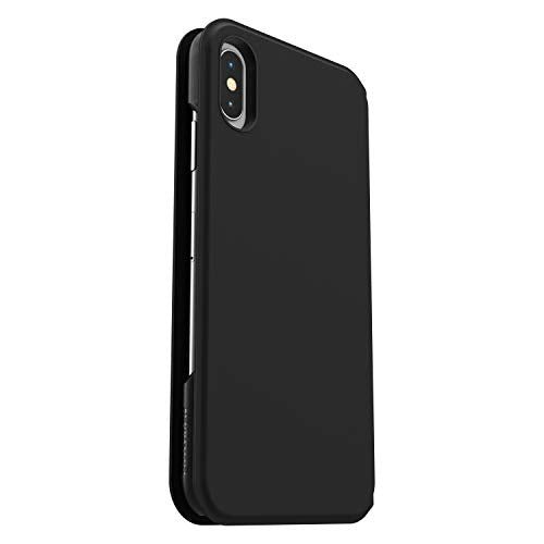 OtterBox Strada Series Via - Flip cover for mobile phone - polyurethane, polycarbonate, synthetic rubber - black - for Apple iPhone XS Max