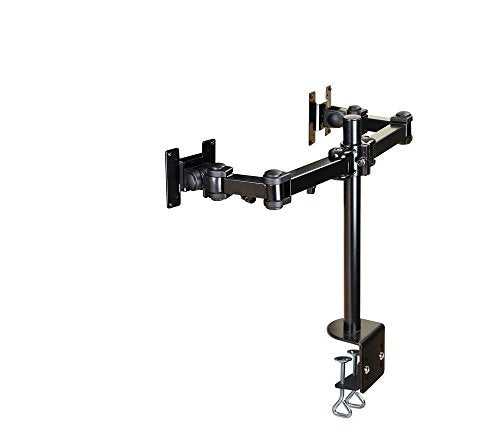 NewStar Full Motion Dual Desk Mount (clamp) for two 10-27" Monitor Screens, Height Adjustable - Black - Desk mount for 2 LCD displays (adjustable arm) - black - screen size: 10"-27"