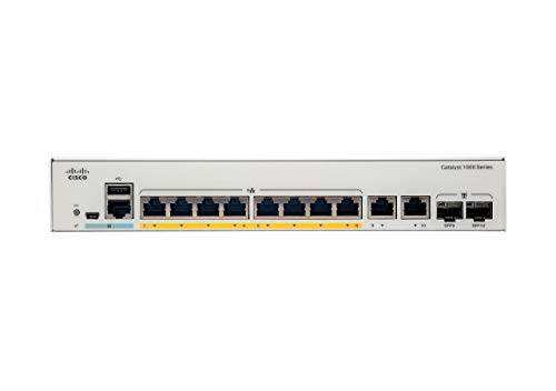 Cisco Catalyst 1000-8FP-E-2G-L - Switch - Managed - 8 x 10/100/1000 (PoE+) + 2 x combo Gigabit SFP (uplink) - rack-mountable - PoE+ (120 W)