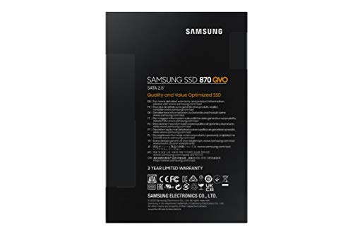 Samsung 1TB 870 QVO SATA 3 6bs QLC Technology 2.5 Inch Encrypted Internal Solid State Drive