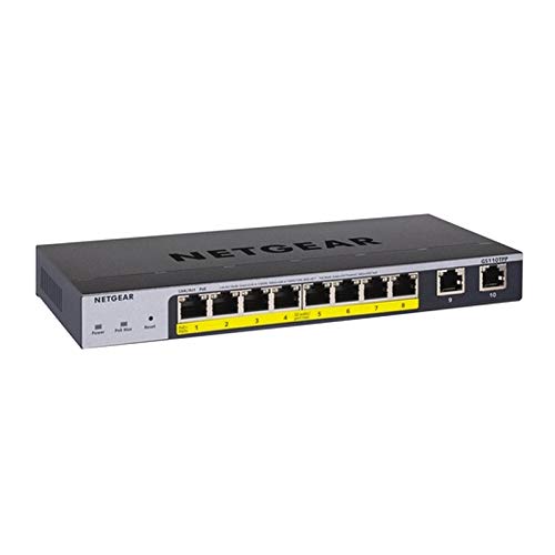 NETGEAR GS110TPP - Switch - smart - 8 x 10/100/1000 (PoE+) + 2 x 10/100/1000 (uplink) - desktop, wall-mountable - PoE+ (120 W)