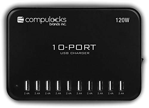 Compulocks 10-Port USB Charging Hub - Power adapter - 120 Watt - 2.4 A - 10 output connectors (USB) - black