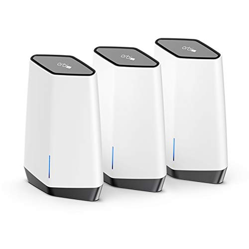 NETGEAR Orbi Pro SXK80B3 - Wi-Fi system (router, 2 extenders) - up to 9,000 sq.ft - mesh - GigE, 2.5 GigE - 802.11a/b/g/n/ac/ax - Tri-Band - wall-mountable, ceiling-mountable