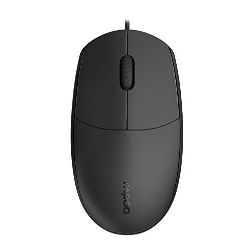 Rapoo N100 Ambidextrous Wired Optical 1600 DPI Mouse 3 Buttons Including 2D Non Slip Scroll Wheel High Resolution Ergonomic Design