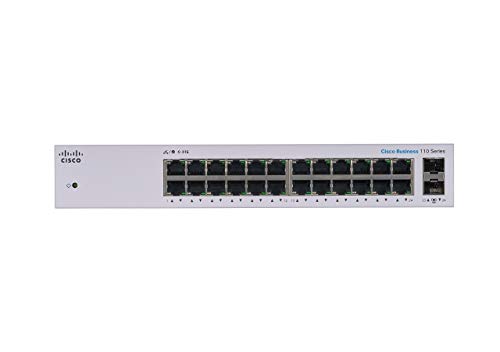 Cisco Business 110 Series 110-24T - Switch - unmanaged - 24 x 10/100/1000 + 2 x combo Gigabit SFP - desktop, rack-mountable, wall-mountable