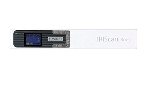 IRIScan Book 5 White - 30PPM Scan anything, anywhere. No computer needed. Battery Powered Book/Document Scanner. Ideal for scanning books, magazines & newspapers without tearing off pages. Scan directly to JPEG/PDF. Scanning resolutions: 300/600/1200 dpi. Directly save scans into your microSD" card. Micro SD Card and USB cable Included. Includes Readiris OCR software. Cardiris Business cards recognition software. Internal Lithium battery. PC and Mac