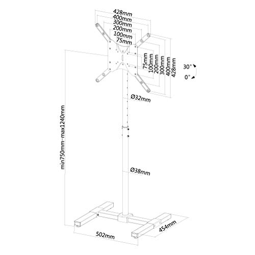 Neomounts by Newstar NS-FS100 - Stand - for LCD display (tilt) - black - screen size: 10"-55" - floor-standing