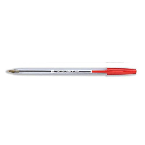 Best Value 5 Star Office Ball Pen Clear Barrel 1.0mm Tip 0.4mm Line Red [Pack 50]