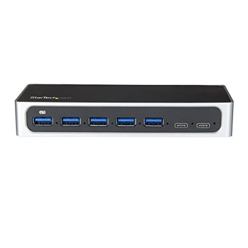 StarTech HB30C5A2CSC USB C Hub 7 Port USB-C to 5x USB-A and 2x USB-C Charging Station - Black/Silver