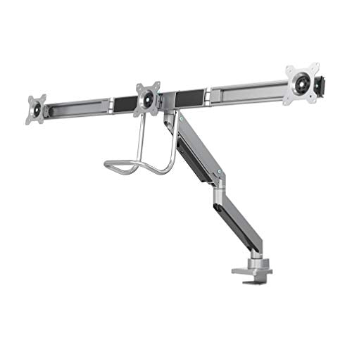 Neomounts by Newstar Select NM-D775DX3 - Mounting kit - for 3 LCD displays (full-motion) - silver - screen size: 17"-24" - clamp mountable, grommet, desk-mountable