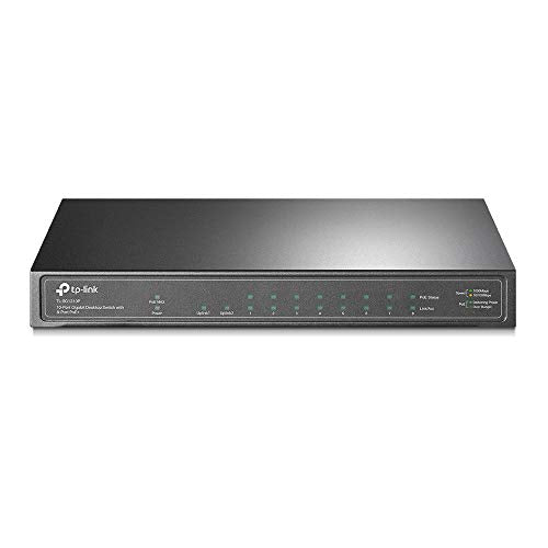 TP-Link TL-SG1210P - Switch - unmanaged - 8 x 10/100/1000 (PoE+) + 1 x 10/100/1000 (uplink) + 1 x Gigabit SFP (uplink) - desktop - PoE+ (63 W)