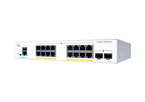 Cisco Catalyst 1000-16P-E-2G-L - Switch - Managed - 8 x 10/100/1000 (PoE+) + 8 x 10/100/1000 + 2 x Gigabit SFP (uplink) - rack-mountable - PoE+ (120 W)