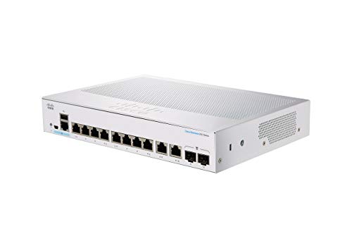 Cisco Business 350 Series 350-8T-E-2G - Switch - L3 - Managed - 8 x 10/100/1000 + 2 x combo Gigabit Ethernet/Gigabit SFP - rack-mountable