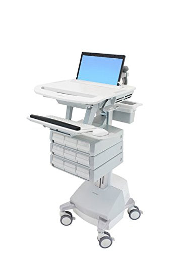 Ergotron StyleView - Cart for notebook / keyboard / mouse (open architecture) - medical - aluminium, zinc-plated steel, high-grade plastic - grey, white, polished aluminium - screen size: 17.3" wide - output: AC 230 V - 66 Ah - Lead Acid