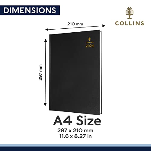 Collins Early Edition A4 Day To Page 2024 Diary Black 44E.99-24 818085