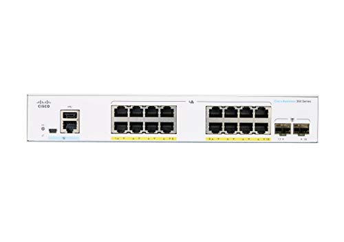 Cisco Business 350 Series 350-16P-2G - Switch - L3 - Managed - 16 x 10/100/1000 (PoE+) + 2 x Gigabit SFP - rack-mountable - PoE+ (120 W)