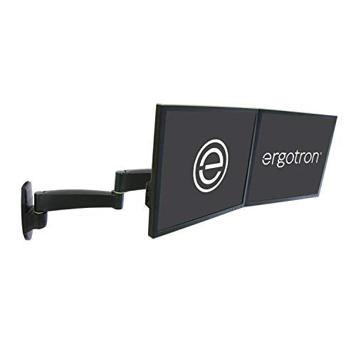 Ergotron 200 Series Dual Monitor Arm - Mounting kit (wall bracket, dual articulating arm, crossbar extender) for 2 LCD displays - steel - black - screen size: up to 24" - wall-mountable