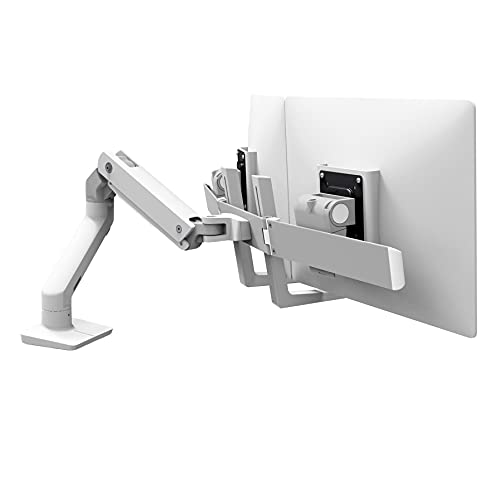 Ergotron HX Desk Dual Monitor Arm - Mounting kit (handle, articulating arm, desk clamp mount, grommet mount, 2 pivots, mounting hardware, hinge, extension part) for 2 monitors - white - screen size: up to 32" - desktop