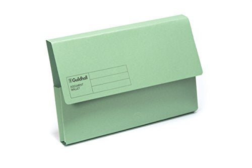 Best Value Exacompta Guildhall Document Wallets, 285 gsm, Foolscap - Green, Pack of 50