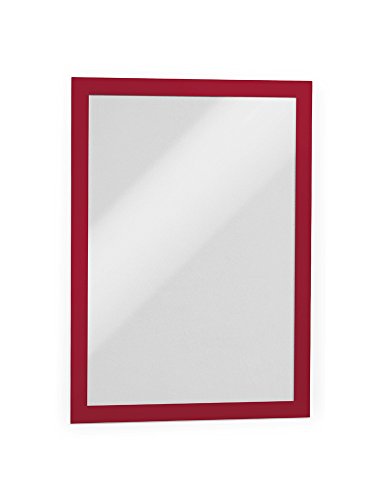 Best Value Durable DURAFRAME 487203, A4 Magnetic Frame with Self-Adhesive Backing Display Frame for POS, Retail, Photos, Notices, Wall and Windows, Red, Pack of 2