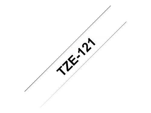 Best Value Brother TZe-121 Labelling Tape Cassette, 9 mm (W) x 8 m (L), Laminated, Brother Genuine Supplies - Black on Clear