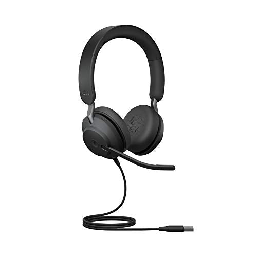 Jabra Evolve 2 40 USB A Wired Noise Isolating Stereo Headset DSP Function Boom Microphone Certified for Microsoft Teams