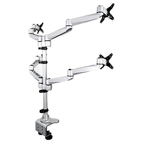 StarTech.com Quad Monitor Mount - 4 Arm Articulating Screen Mount - Full Motion - Desk Clamp - Up to 27 VESA Monitors (ARMQUADPS)