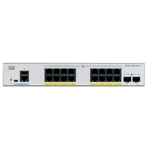 Cisco Catalyst 1000-16FP-2G-L - Switch - Managed - 16 x 10/100/1000 (PoE+) + 2 x Gigabit SFP (uplink) - rack-mountable - PoE+ (240 W)