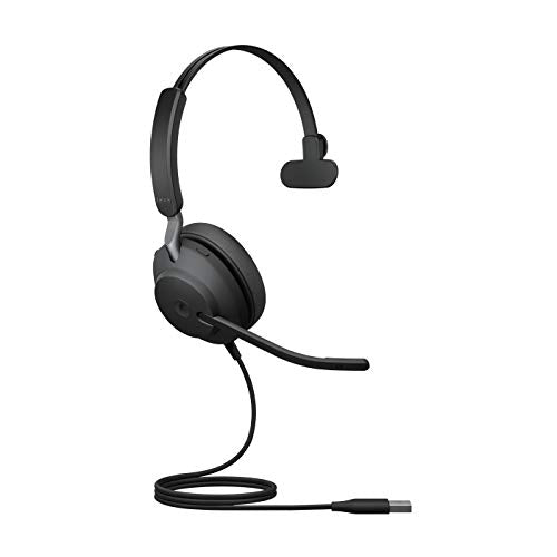 Jabra Evolve 2 40 USB A Wired Noise Isolating Mono Headset Powerful 40mm Speaker Certified for Microsoft Teams Dedicated Teams Button