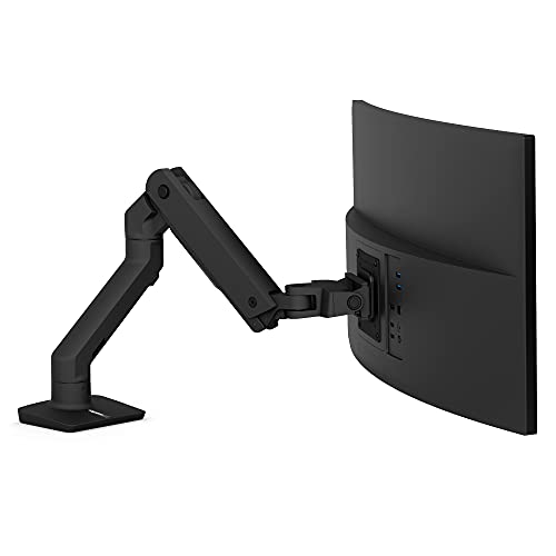 Ergotron HX Desk Monitor Arm - Mounting kit (articulating arm, desk clamp mount, grommet mount, pivot, mounting hardware, extension part) - for Monitor - matte black - screen size: up to 49" - desktop