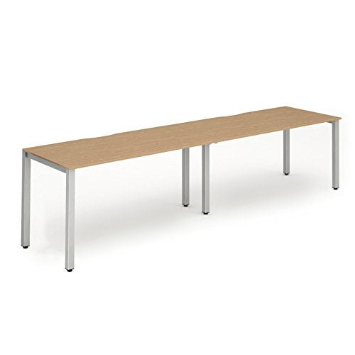 Dynamic Evolve Plus 1400mm Single Row 2 Person Desk Oak Top Silver Frame BE375