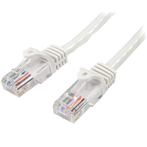 StarTech.com 2 m White Cat5e Snagless RJ45 UTP Patch Cable - 2m Patch Cord - Ethernet Patch Cable - RJ45 Male to Male Cat 5e Cable (45PAT2MWH)