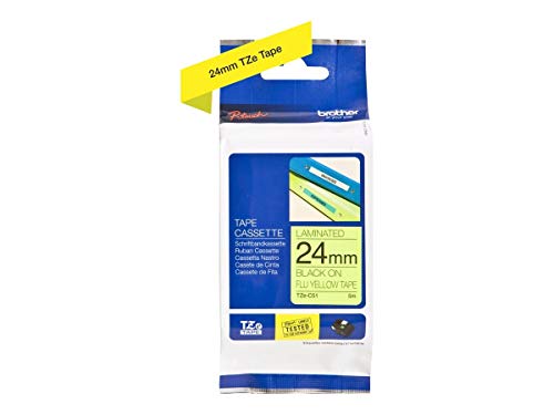 Brother TZe-C51 - Black on yellow - Roll (2.4 cm x 5 m) 1 roll(s) fluorescent tape - for Brother PT-D600, P-Touch PT-3600, D800, E550, P750, P900, P950, P-Touch Cube Plus PT-P710