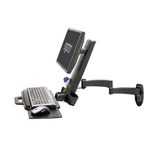 Ergotron 200 Series Combo Arm - Mounting kit (handle, wall plate, articulating arm, support tray) for LCD display / keyboard / mouse / bar code scanner - black - screen size: up to 24" - wall-mountable