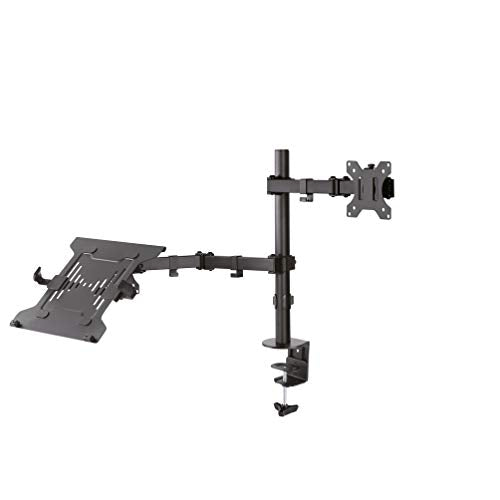 NewStar Full Motion and Desk Mount (clamp) for 10-27" Monitor Screen AND Laptop, Height Adjustable - Black - Desk mount for LCD display / notebook (adjustable arm) - black - screen size: 10"-32"