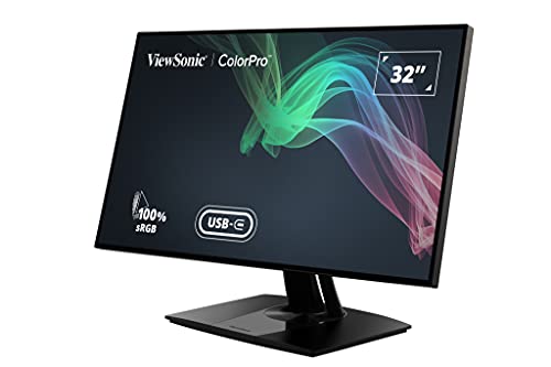 ViewSonic ColorPro VP3268a-4K - LED monitor - 32" (31.5" viewable) - 3840 x 2160 4K UHD (2160p) @ 60 Hz - IPS - 350 cd/m² - 1300:1 - 5 ms - 2xHDMI, DisplayPort, USB-C - speakers