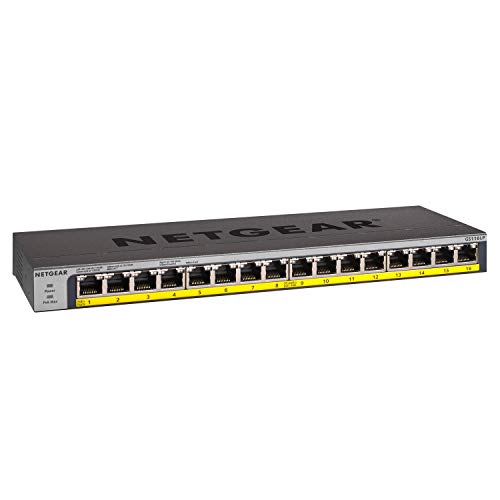 NETGEAR GS116LP - Switch - 16 x 10/100/1000 (PoE+) - desktop, rack-mountable, wall-mountable - PoE+ (76 W) - DC power