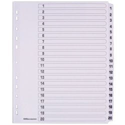 Best Value punched Dividers A4 Extra Wide 1-20 Numeric White