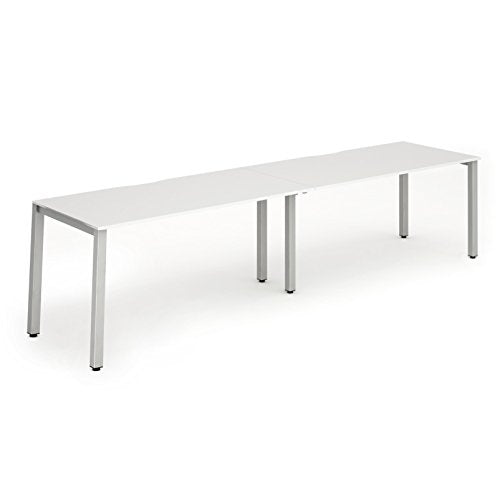 Dynamic Evolve Plus 1200mm Single Row 2 Person Desk White Top Silver Frame BE376