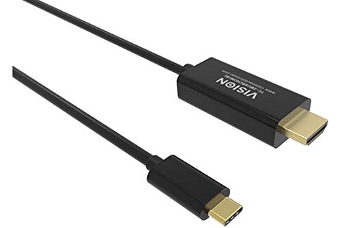 VISION Professional installation-grade USB-C to HDMI cable - LIFETIME WARRANTY - 4K @ 60 Hz - USB-C 3.1 (M) to HDMI (M) - outer diameter 4.5 mm - 32 AWG - 2 m - black