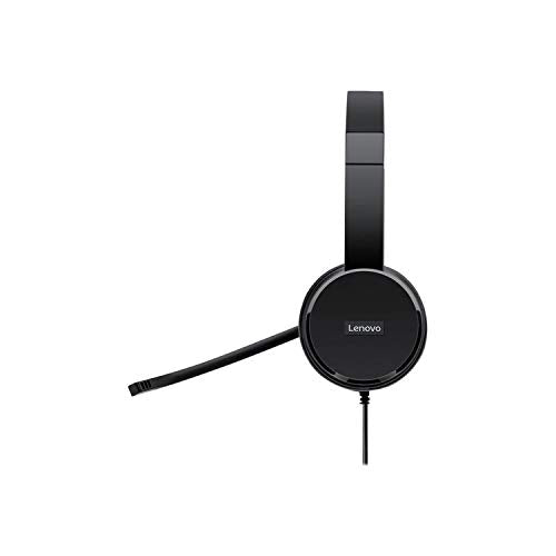 Lenovo 100 - Headset - on-ear - wired - USB - black - for ThinkCentre M60, M90, ThinkEdge SE30, ThinkPad L14 Gen 2, L15 Gen 2, P14s Gen 2