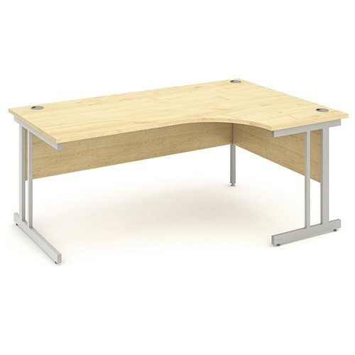 Dynamic Impulse 1600mm Right Crescent Desk Beech Top Silver Cable Managed Leg I000473