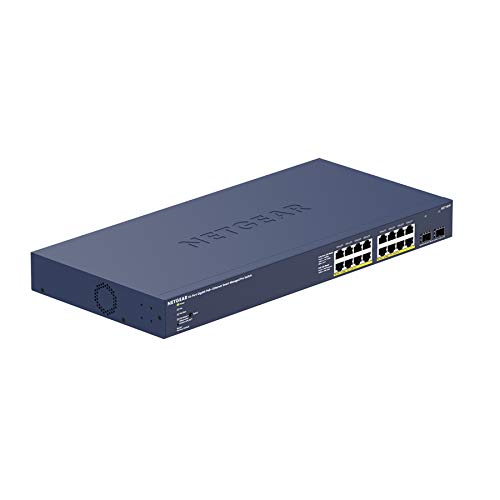 NETGEAR GS716TP - 16-port Gigabit Ethernet PoE+ Smart Managed Pro Switch with 2 SFP Ports and Cloud Management - Switch - smart - 16 x 10/100/1000 (PoE+) + 2 x 1000Base-X SFP (uplink) - rack-mountable - PoE+ (180 W)