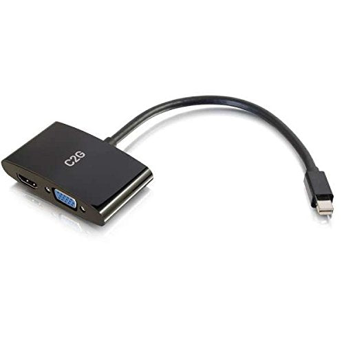 C2G 20cm Mini DisplayPort to HDMI or VGA Adapter Converter 4K UHD - Black - Video adapter - Mini DisplayPort (M) to DB-15, HDMI (F) - 20.3 cm - shielded - black - 4K support